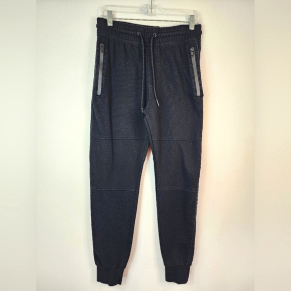 Divided Men's Heather Black Jogger w/ Zipper Pockets Drawstring Pants, sz SM - Picture 1 of 11